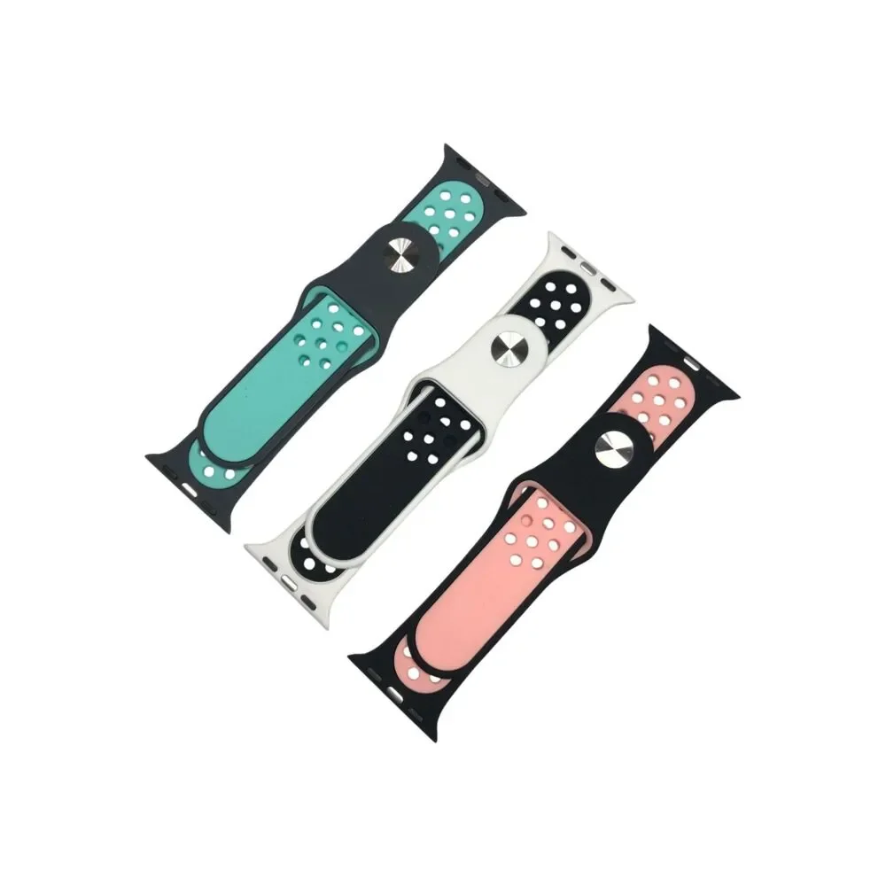3 Pack 38mm 40mm Sport Bands Compatible With Apple Watch Perforated Silicone